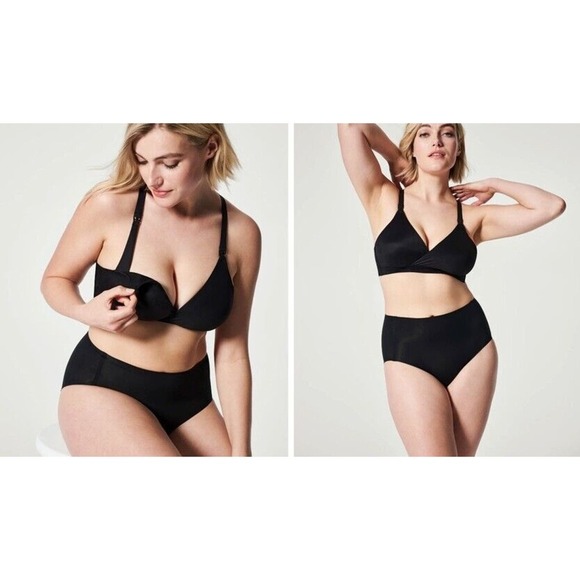 SPANX Bra-llelujah Nursing Bra Women Stretch Large 36C-38C Very Black NWT - Picture 1 of 10